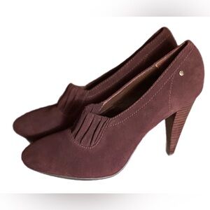 COACH Adra Brown Suede Ruched Heeled Pumps